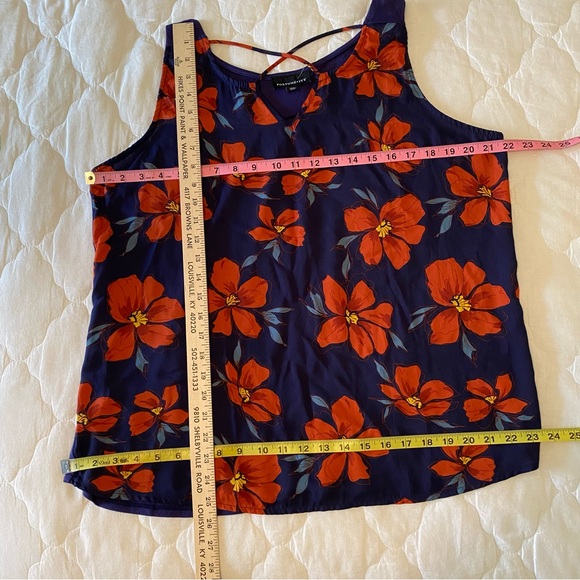 Orange and Blue  Tank Top with Criss-Cross Front Detail - Picture 8 of 8